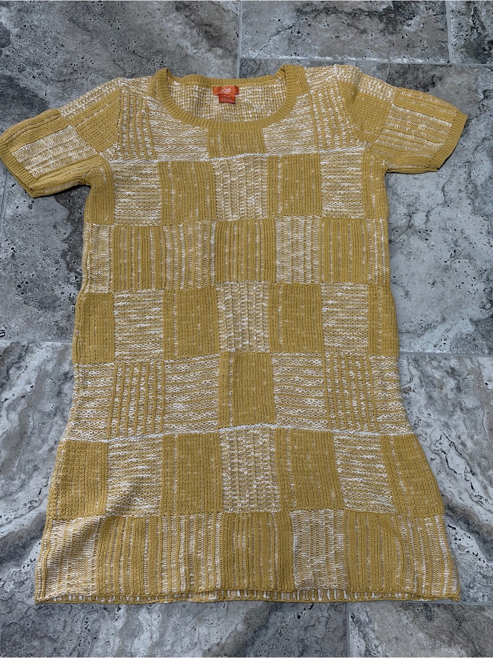 Joe Fresh Yellow and Cream Checker Knit Dress
